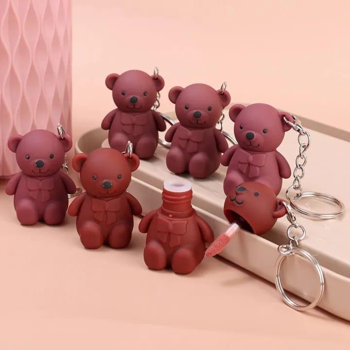 Bear Keychains Matte Silicone Multicolor Lip Gloss Match