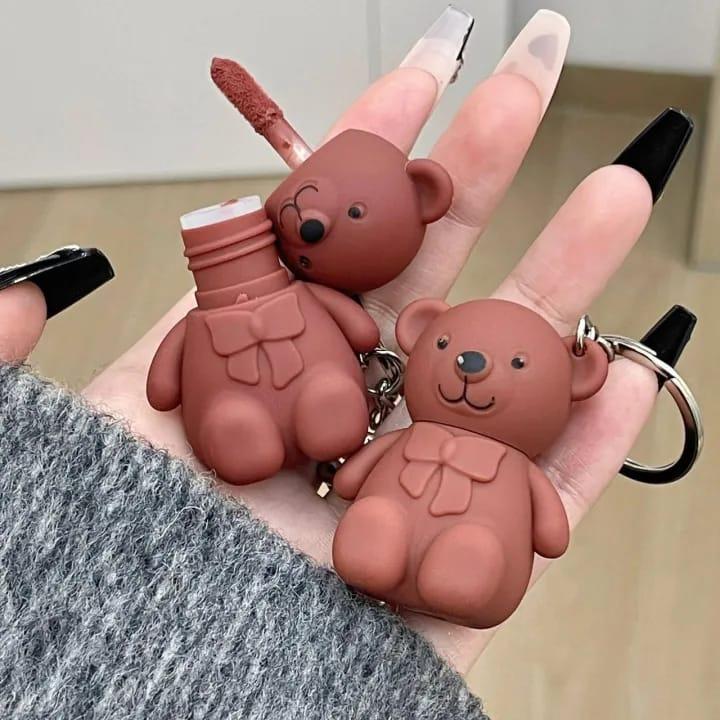 Bear Keychains Matte Silicone Multicolor Lip Gloss Match