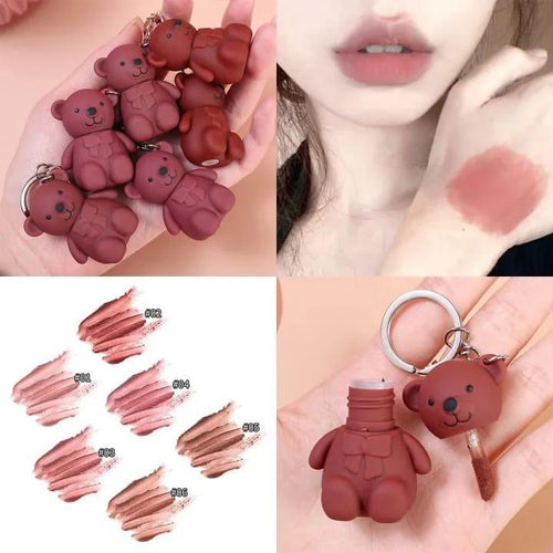 Bear Keychains Matte Silicone Multicolor Lip Gloss Match